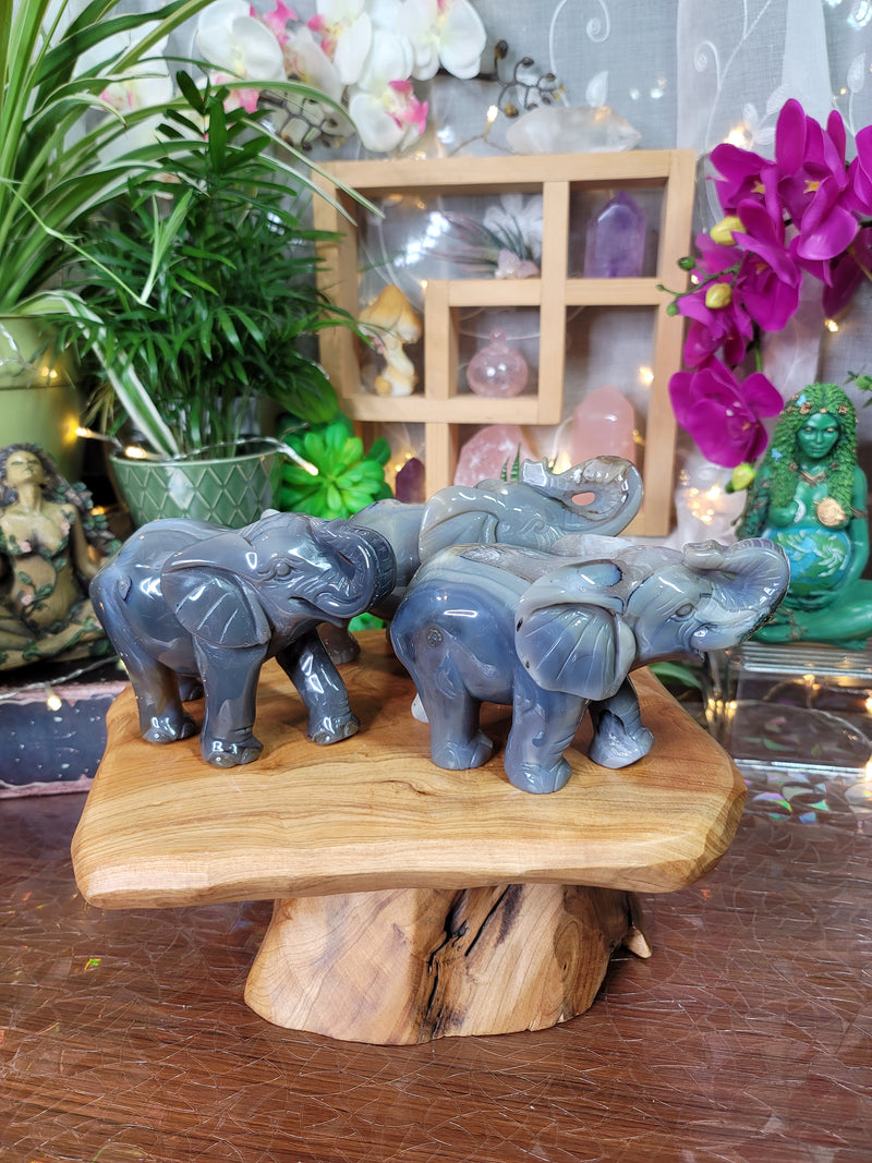 Realistic Carving Agate Elephant