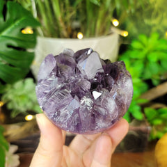 Lustrous Chunky Points Smoky Amethyst Geode Sphere from Uruguay