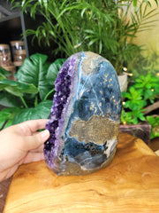 Amethyst Geode with Calcite from Uruguay