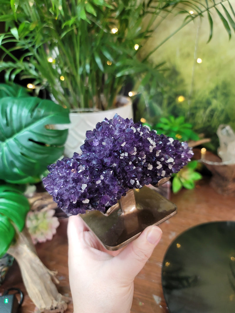 Amethyst Rosette with Calcite Growth from Uruguay