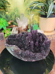 COLLECTORS PIECE Grape Jelly Amethyst Stalactite w/Calcite Geode Bowl