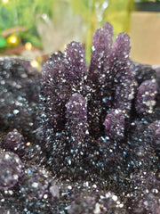 COLLECTORS PIECE Grape Jelly Amethyst Stalactite w/Calcite Geode Bowl