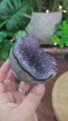 Sparkly Amethyst Geode Sphere with Goethite Sprinkle from Uruguay