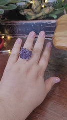 Amethyst Rose Ring Electroformed in Silver from Uruguay