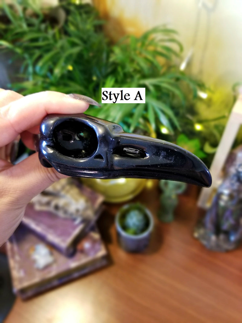Obsidian Raven Bird Skull