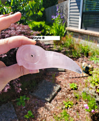 Rose Quartz Raven Bird Skull