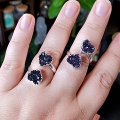 High Quality Double Amethyst Heart Ring Adjustable from Uruguay