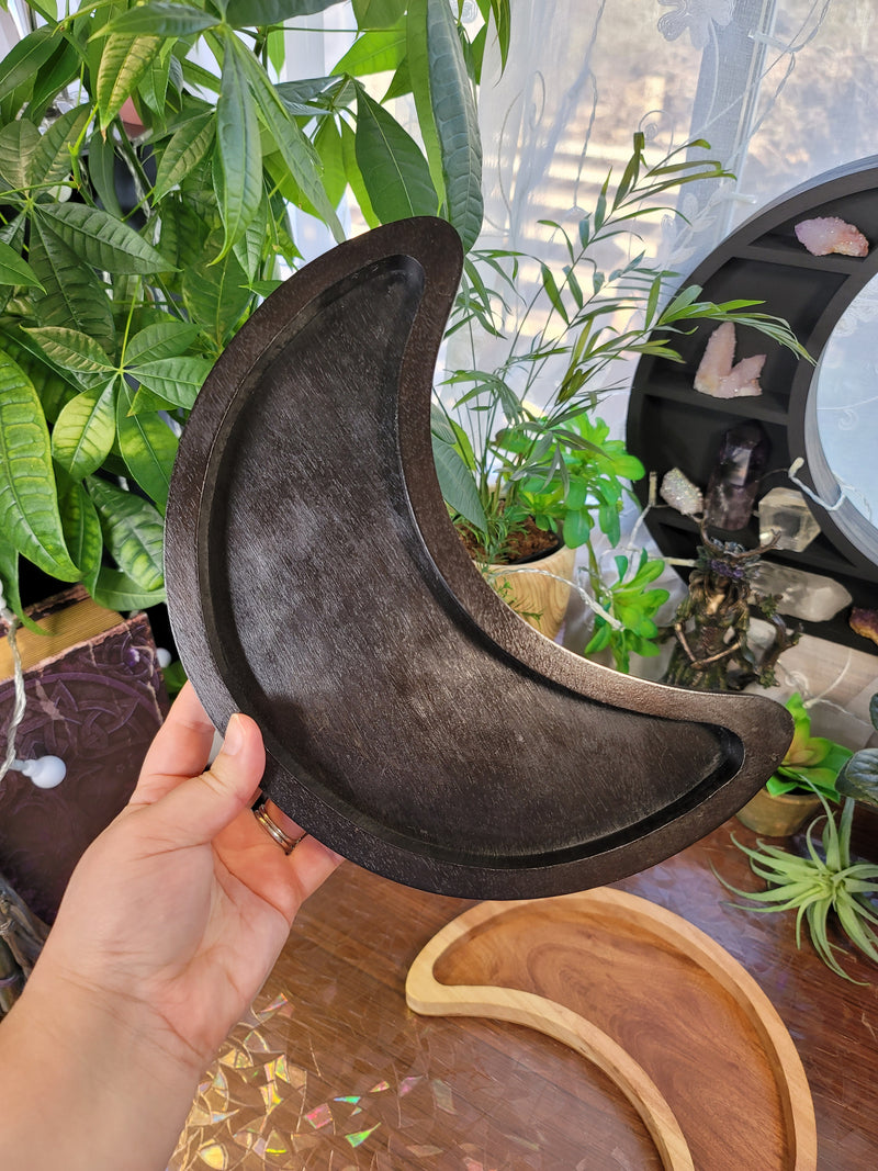 Large Crescent Moon Wooden Tray  (Rounded Tips)