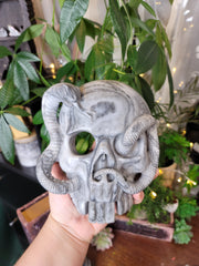 Large Natural Stone Skull & Snake Mask
