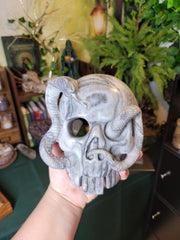 Large Natural Stone Skull & Snake Mask