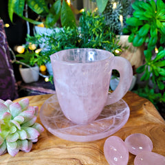 Rose Quartz Crystal Teacup Set