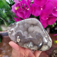 SPARKLY Quartz Druzy with Agate Freeform