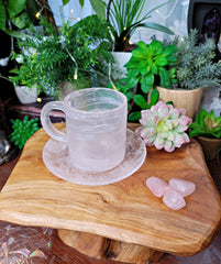 High Grade Gemmy Rose Quartz Tea Mug / Tea Cup Set