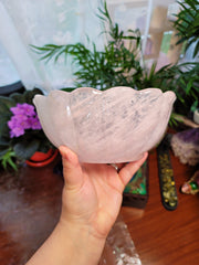 High Quality Large Rose Quartz Flower Bowl Carving