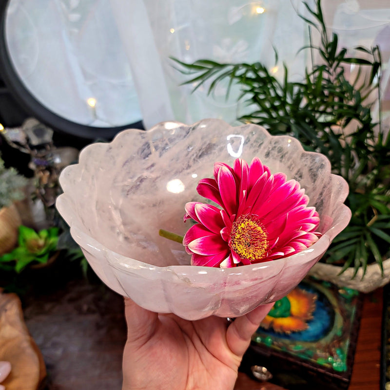 Rose Quartz Flower Bowl
