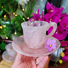 EXCLUSIVE High Quality Rose Quartz Crystal Teacup Set