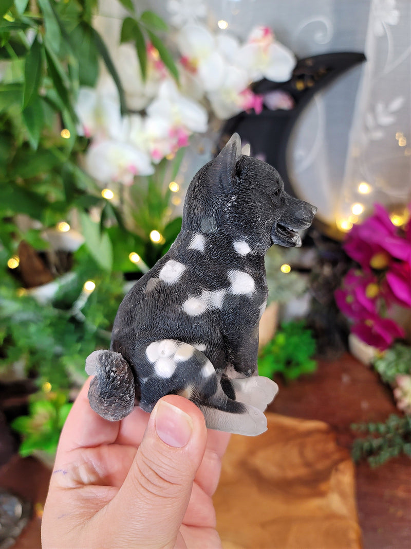 Crystal & Resin Dog (Akita, Malamute, Other with Curled Tail)