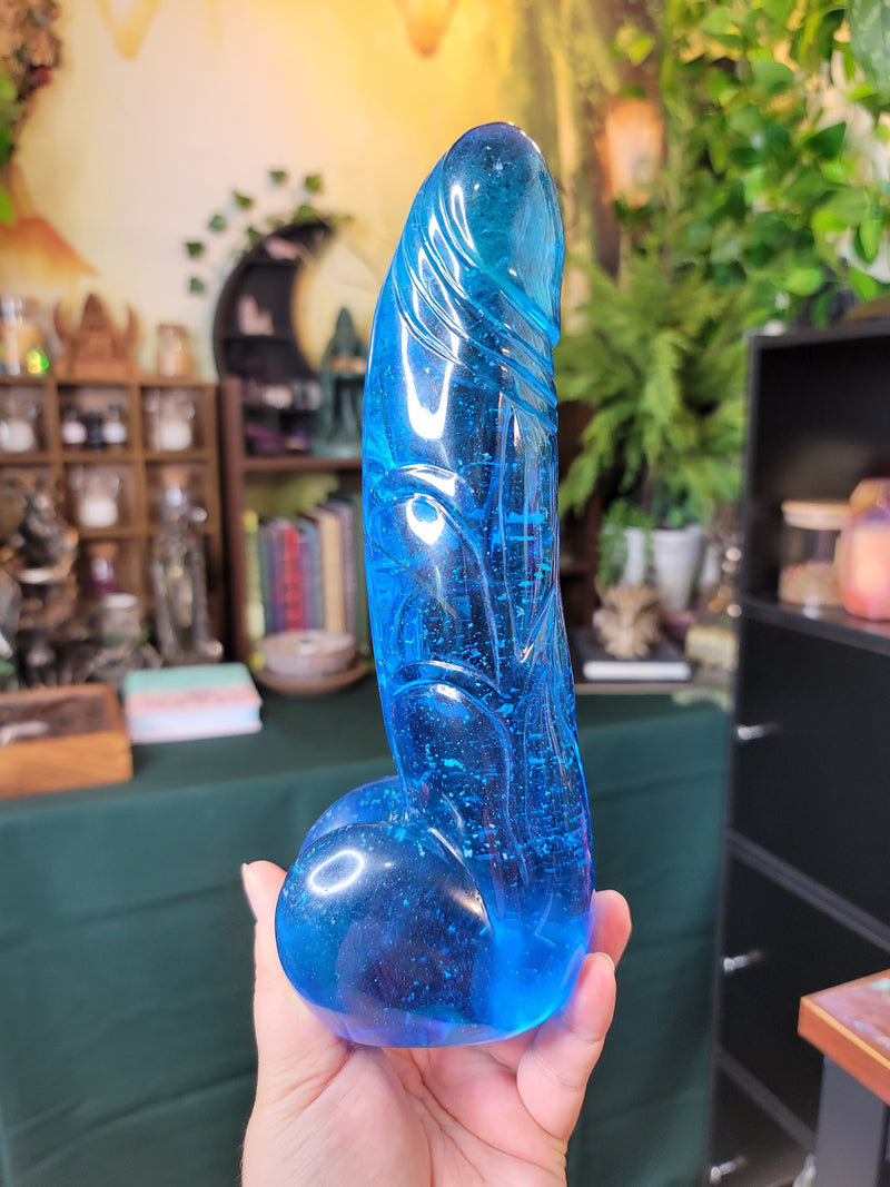 XL Realistic Blue Melted Crystal Penis with Veins