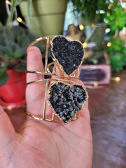 Black Galaxy Amethyst Heart Cuff Gold from Uruguay
