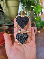 Black Galaxy Amethyst Heart Cuff Gold from Uruguay