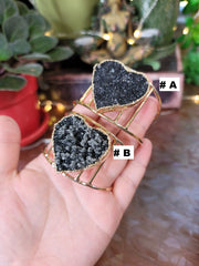 Black Galaxy Amethyst Heart Cuff Gold from Uruguay