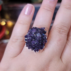 Amethyst Rose Ring Electroformed in Silver from Uruguay