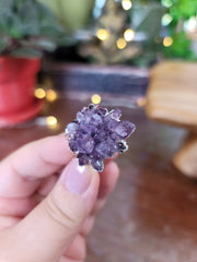 Amethyst Rose Ring Electroformed in Silver from Uruguay