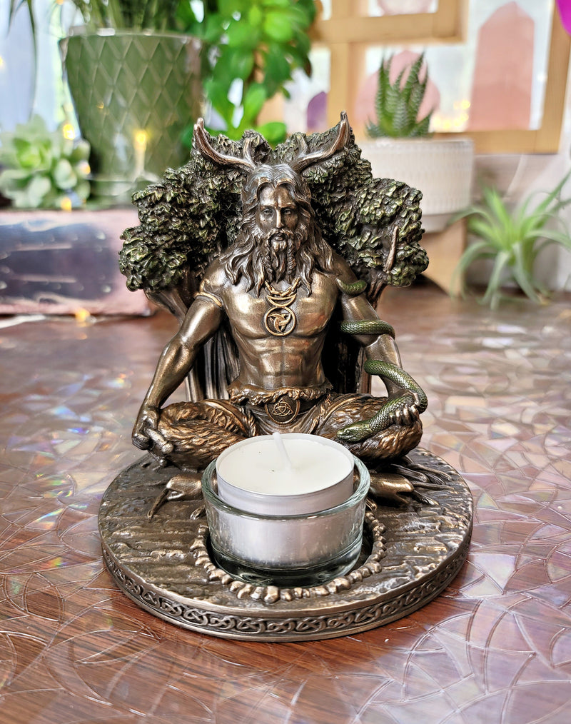 Celtic God Cernunnos Bronze Tea Light Candle Holder