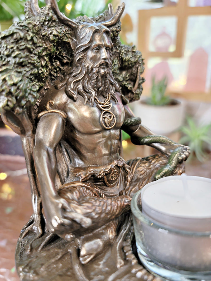 Celtic God Cernunnos Bronze Tea Light Candle Holder