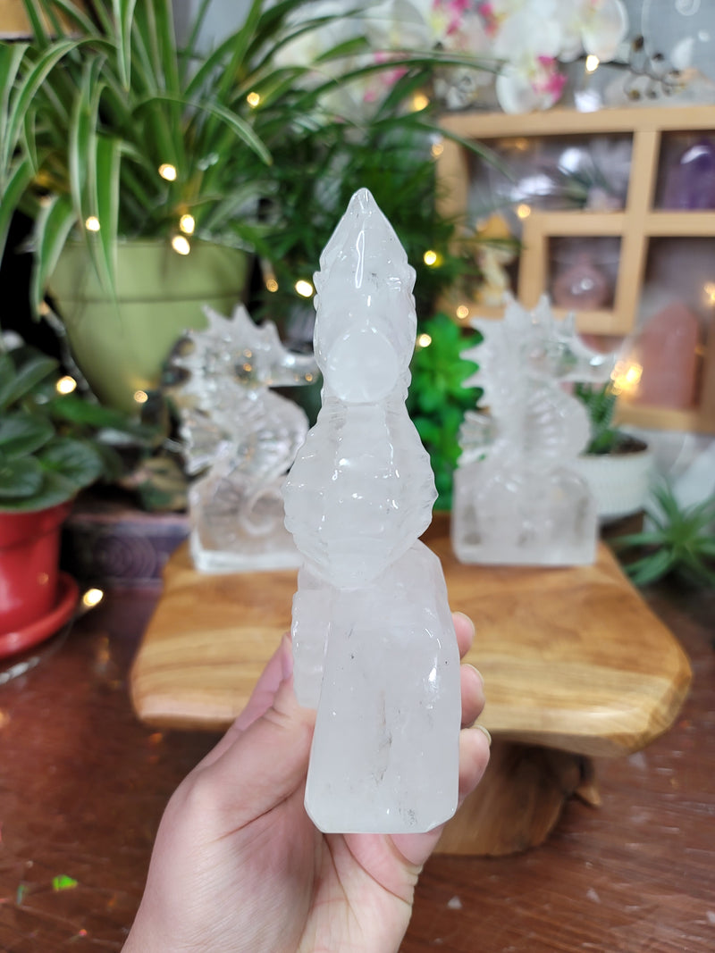 Large Clear Quartz Seahorse