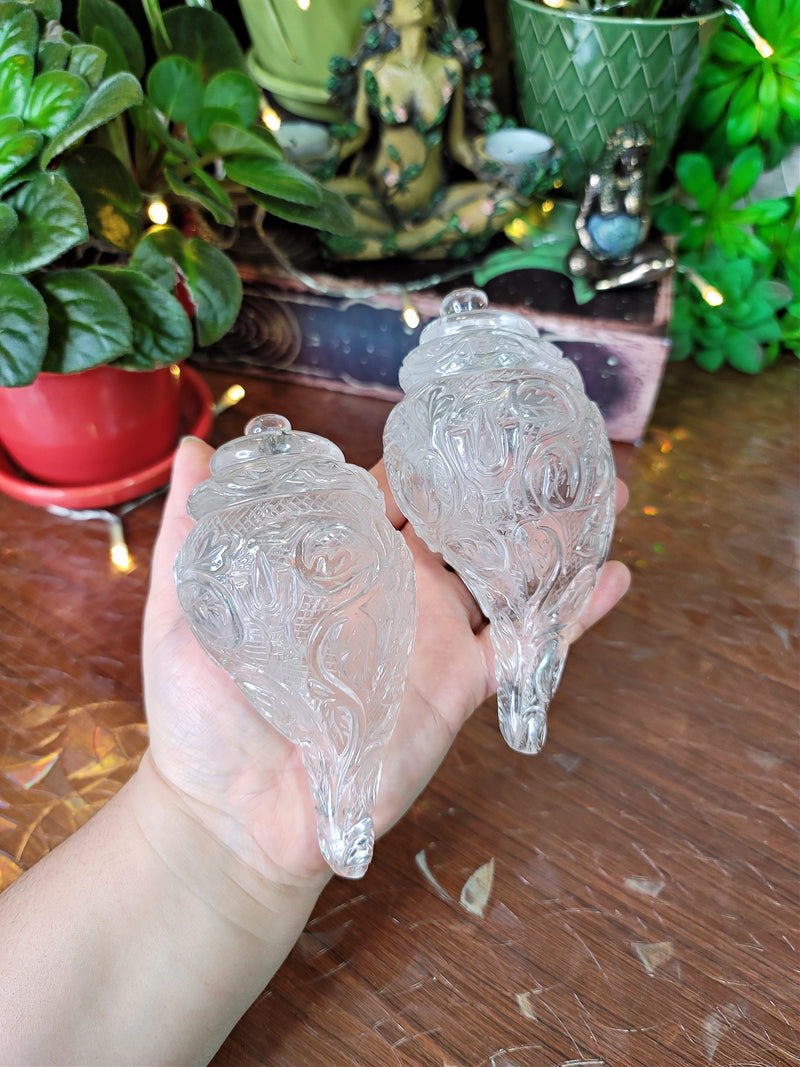 Clear Quartz Shankh Shell (Conch Shell)