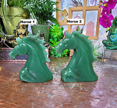 XL Green Aventurine Horse Head Carving