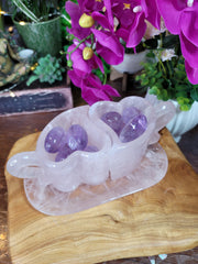 Rose Quartz Heart Double Cup Set with Saucer