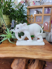 White Jade Elephant Carving