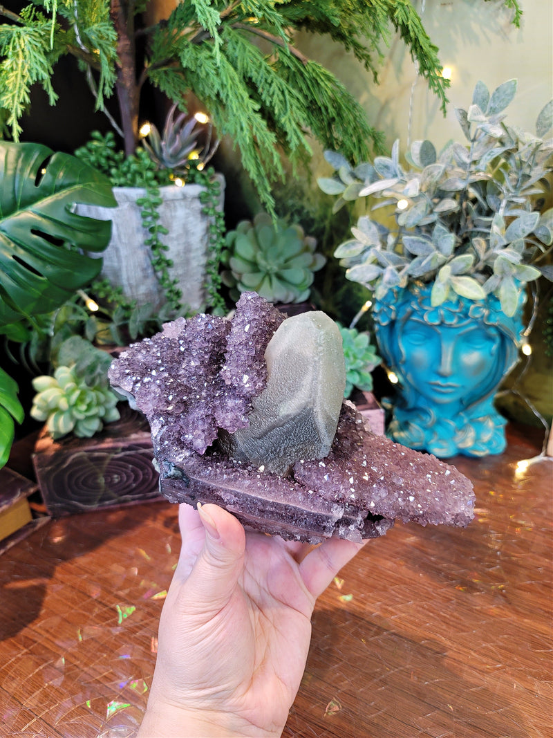 Lavender & Pink Amethyst Freeform with Etched Calcite