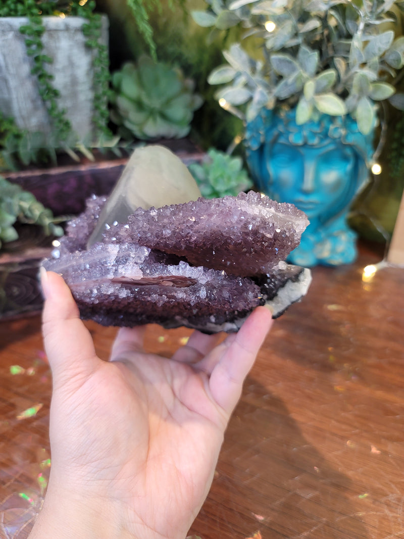 Lavender & Pink Amethyst Freeform with Etched Calcite