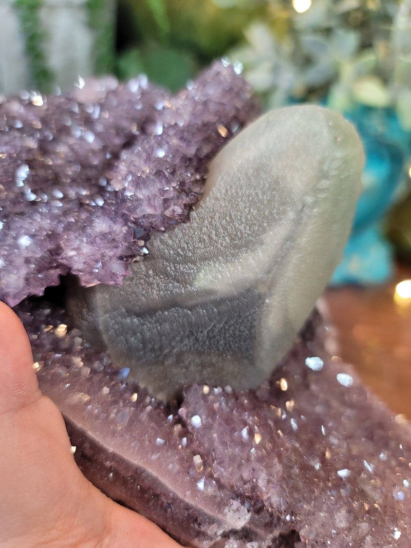 Lavender & Pink Amethyst Freeform with Etched Calcite