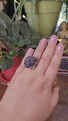 Amethyst Rose Ring Electroformed in Gold from Uruguay