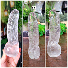 Realistic Carving Clear Quartz Penis with Veins