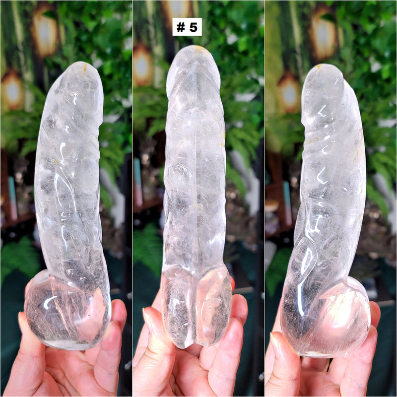 Realistic Carving Clear Quartz Penis with Veins